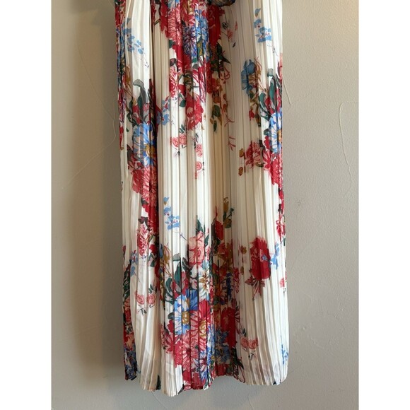 For Cynthia Cream & Floral Pleated Sleeveless Midi Tank Dress Lined NEW SZ 2X‎ - Picture 9 of 11